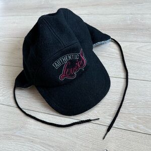VTG Levi’s Men’s Wool Blend Ear Flap Trapper Victory Cap Winter Hat Black RARE-L